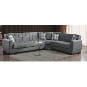 Casamode Barato Large L-Shaped Sectional Sofa with Channel Tufting and Plaid Pillows, Compostion 1