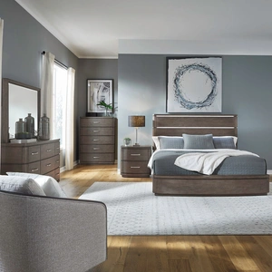 Liberty Furniture Cascade Falls Wood Bedroom Set with LED Lighting | Satin Espresso, Satin Espresso