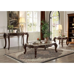 ACME Mehadi Marble/Wood Coffee Table, Beige/Brown