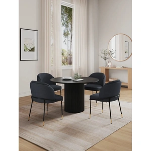 Manhattan Comfort Hathaway 47.24-inch Solid Wood Round Dining Room Set w/Flor Chairs