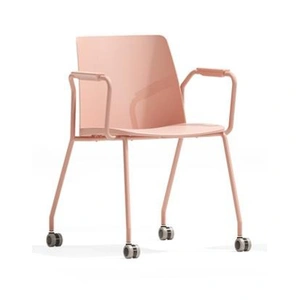 NARBUTAS Polytone L Conference Chair w/Plastic Shell & Powder-Coated Steel 4-Leg Frame w/Armrests on Castors