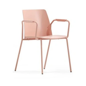NARBUTAS Polytone L Conference Chair w/Plastic Shell & Powder-Coated Steel 4-Leg Frame w/Armrests on Glides