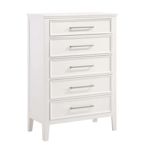 New Classic Furniture SM Andover Wood 5-Drawer Chest, White