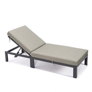 LeisureMod Chelsea Modern Aluminum Outdoor Chaise Lounge with Cushions