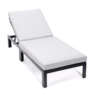 LeisureMod Chelsea Modern Aluminum Outdoor Chaise Lounge with Cushions