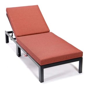 LeisureMod Chelsea Modern Aluminum Outdoor Chaise Lounge with Cushions