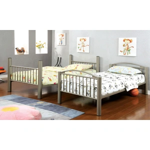 Furniture of America Lovia Metal Bunk Bed, Twin Size, Metallic Gold
