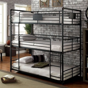 Furniture of America Olga Metal Triple Bunk Bed, Twin Size, Antique Black