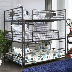 Furniture of America Olga Metal Triple Bunk Bed, Full Size, Antique Black