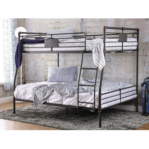 Furniture of America Olga Metal Bunk Bed, Full/Queen Size, Antique Black