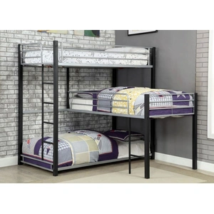 Furniture of America Aubrey Metal Triple Decker Bunk Bed, Twin Size, Sand Black