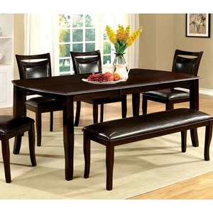 Furniture of America Woodside Wood Extendable Dining Set, Dark Cherry/Espresso