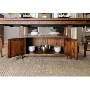 Furniture of America Wichita Wood Rectangular Storage Counter Height Table, Distressed Dark Oak