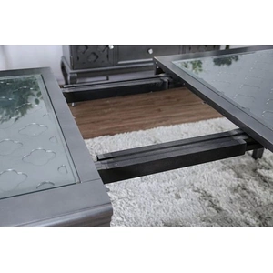 Furniture of America Amina Wood/Glass Extendable Dining Table, Gray