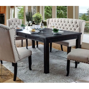 Furniture of America Sania Wood Extendable Dining Table, Antique Black