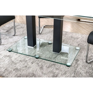Furniture of America Richfield I Glass Rectangular Dining Table, Black/Chrome
