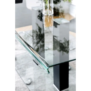 Furniture of America Richfield I Glass Rectangular Dining Table, Black/Chrome