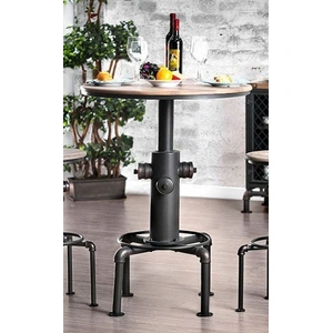 Furniture of America Foskey Metal Round Bar Table, Antique Black