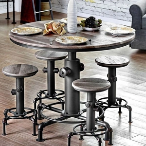 Furniture of America Foskey Metal Round Counter Height Table, Antique Black