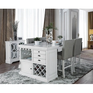 Furniture of America Sutton Wood Storage Counter Height Dining Set, Antique White