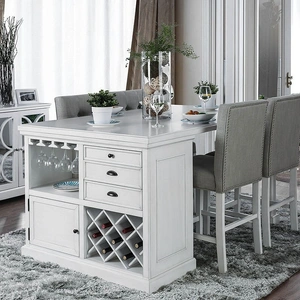 Furniture of America Sutton Wood Storage Counter Height Dining Set, Antique White