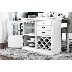Furniture of America Sutton Wood Storage Counter Height Table, Antique White