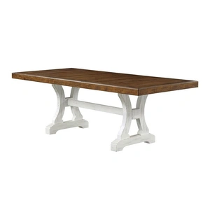Furniture of America Auletta Wood Rectangular Dining Set, Distressed White/Distressed Dark Oak