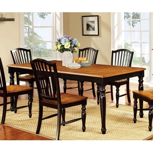 Furniture of America Mayville Wood Rectangular Extendable Dining Table, Black/Antique Oak