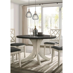 Furniture of America Haleigh Wood/Fabric Round Dining Set, Antique White/Dark Walnut