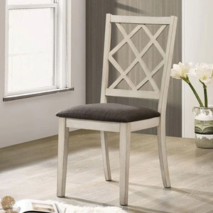Furniture of America Haleigh Fabric/Wood Dining Side Chair, Set of 2 in Antique White/Gray
