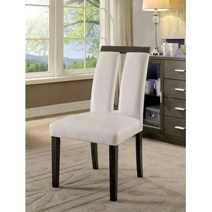 Furniture of America Luminar I Leatherette/Wood Dining Side Chair, Set of 2, White