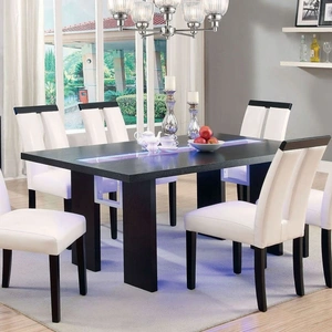 Furniture of America Luminar I Wood/Glass LED Dining Table, Black