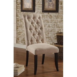 Furniture of America Marshall Fabric/Wood Dining Side Chair, Set of 2, Beige/Antique Black