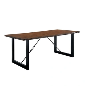 Furniture of America Dulce Wood/Metal Dining Table, Walnut/Black