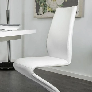 Furniture of America Midvale Leatherette Dining Side Chair, Set of 2, White/Chrome