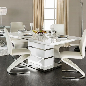 Furniture of America Midvale Extendable Dining Table, White/Chrome