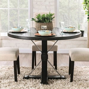 Furniture of America Alfred Wood Round Dining Table, Antique Black