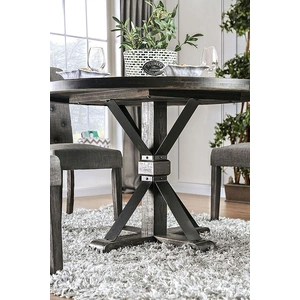 Furniture of America Alfred Wood Round Dining Table, Antique Black