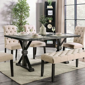Furniture of America Alfred Wood Rectangular Dining Table, Antique Black