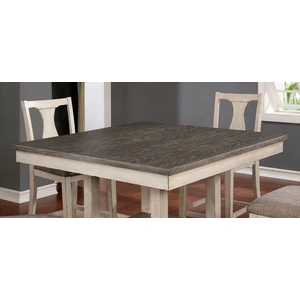 Furniture of America Ann 5-Piece Fabric/Wood Square Counter Height Dining Set, Gray/Antique White