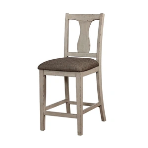 Furniture of America Ann 5-Piece Fabric/Wood Square Counter Height Dining Set, Gray/Antique White