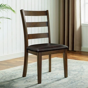 Furniture of America Gracefield 5-Piece Leatherette/Wood Square Dining Set, Walnut/Dark Brown