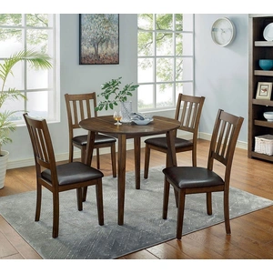 Furniture of America Blackwood 5-Piece Wood/Leatherette Dining Set, Walnut/Dark Brown