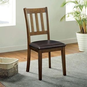 Furniture of America Blackwood 5-Piece Wood/Leatherette Dining Set, Walnut/Dark Brown