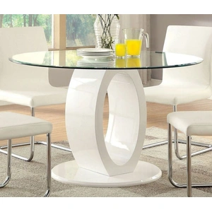 Furniture of America Lodia I Glass Round Dining Table, White