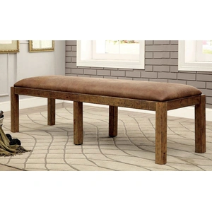 Furniture of America Gianna Fabric/Wood Dining Bench, Rustic Oak/Brown