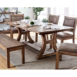 Furniture of America Gianna 77-inch Wood Dining Set, Rustic Oak
