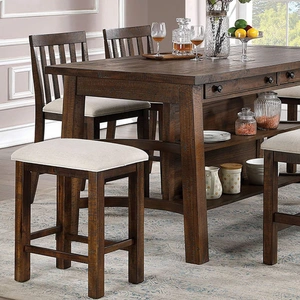 Furniture of America Fredonia Wood Storage Counter Height Dining Table, Rustic Oak