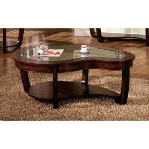 Furniture of America Crystal Falls Glass/Wood Storage Coffee Table, Dark Cherry