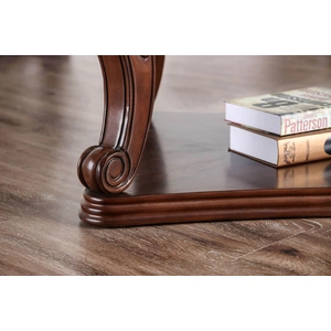 Furniture of America Walworth Glass/Wood End Table, Dark Oak